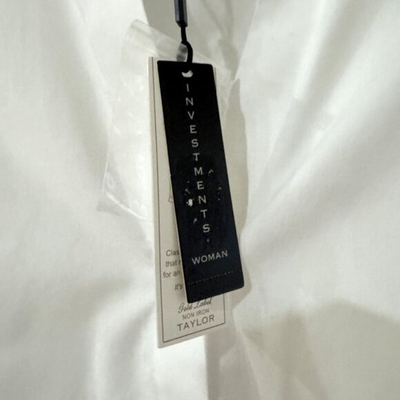 Investments II Woman TAYLOR Gold Label Button Up Shirt 20W White Work Top - Picture 6 of 15